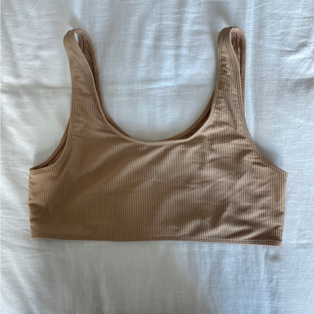 NWOT Frankies Bikinis Connor Ribbed Scoop Bikini Top - Earth